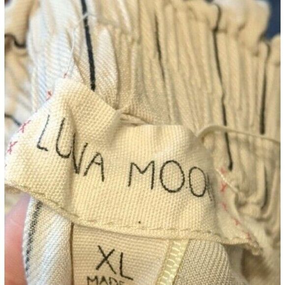 Luna Moon Pants Striped Wide Leg High Rise Cropped Pull On Elastic Back Size XL - Picture 10 of 11